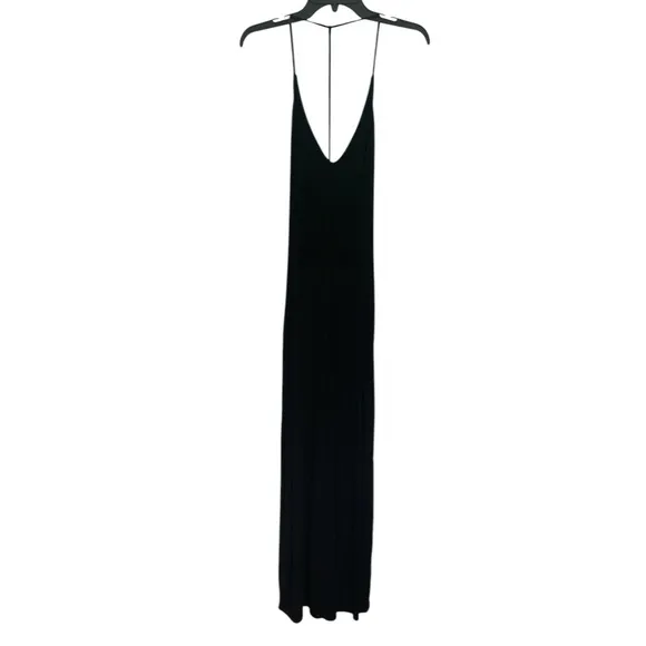 Free People black open strappy back knit maxi dress S versatile boho layering