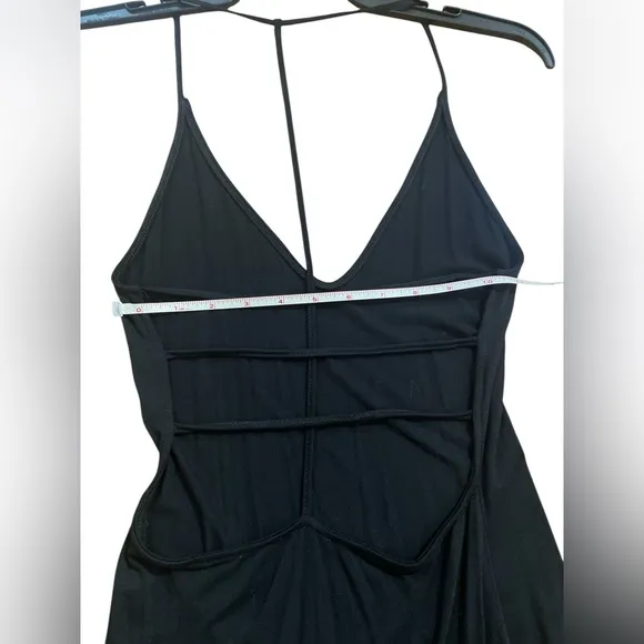 Free People black open strappy back knit maxi dress S versatile boho layering