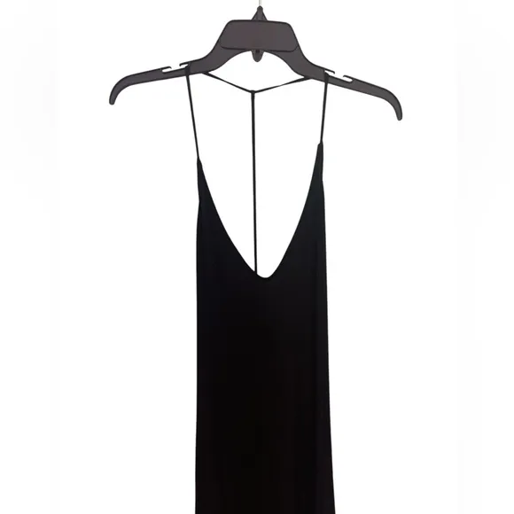 Free People black open strappy back knit maxi dress S versatile boho layering