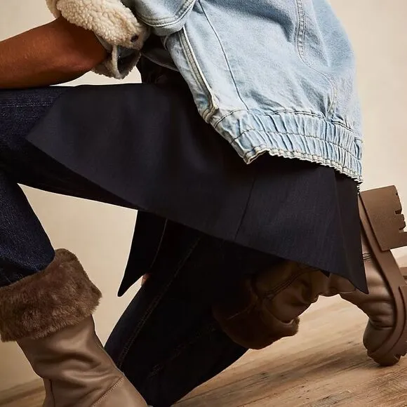 FREE PEOPLE BY EQUITARE KAREN NAPA MOUTON BOOTS TAUPE NEW SIZE 36
