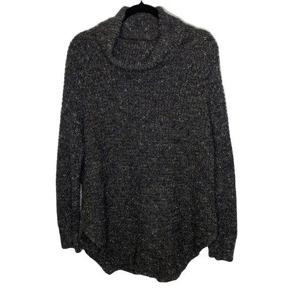 Free People Dylan Tweedy Wool Blend Chunky KnitOversized Turtleneck Sweater SM