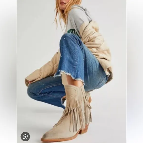 Free People Lawless Leather Fringe Boots