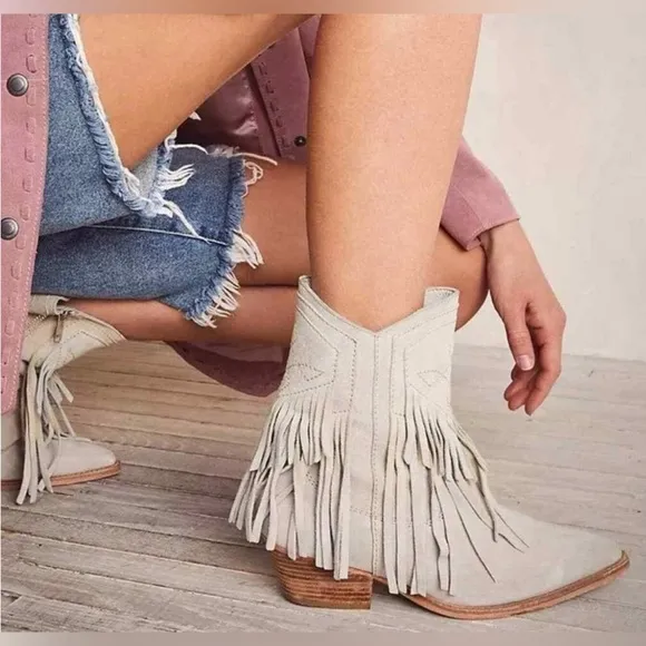 Free People Lawless Leather Fringe Boots