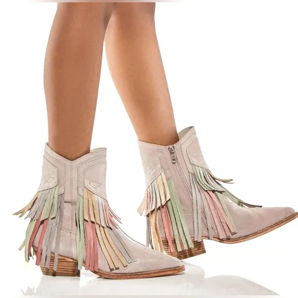 Free People Lawless Leather Fringe Boots