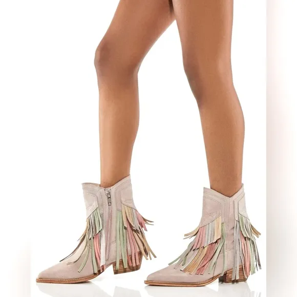Free People Lawless Leather Fringe Boots
