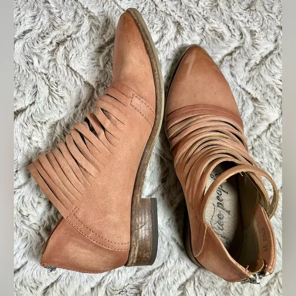 Free People Lost Valley Ankle Leather Boots Bohemian Indie Western Size 6.5