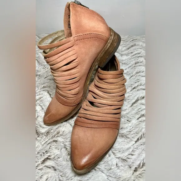 Free People Lost Valley Ankle Leather Boots Bohemian Indie Western Size 6.5