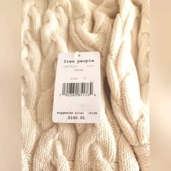 Free People New Cream Turtleneck Sweater Dress. Size S/M. KNIT