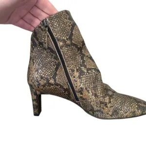 Free People Women's Cybill Snake Print Leather Heel Boots Size 10.5
