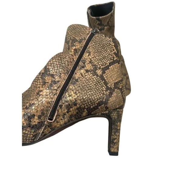Free People Women's Cybill Snake Print Leather Heel Boots Size 10.5