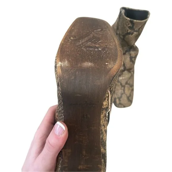 Free People Women's Cybill Snake Print Leather Heel Boots Size 10.5