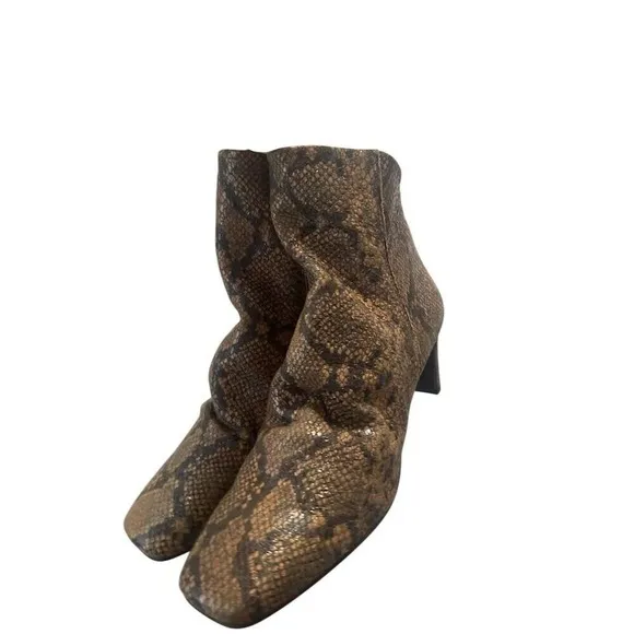 Free People Women's Cybill Snake Print Leather Heel Boots Size 10.5