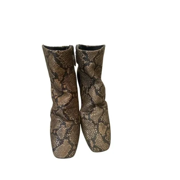 Free People Women's Cybill Snake Print Leather Heel Boots Size 10.5