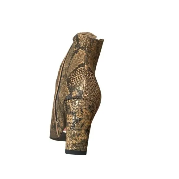 Free People Women's Cybill Snake Print Leather Heel Boots Size 10.5