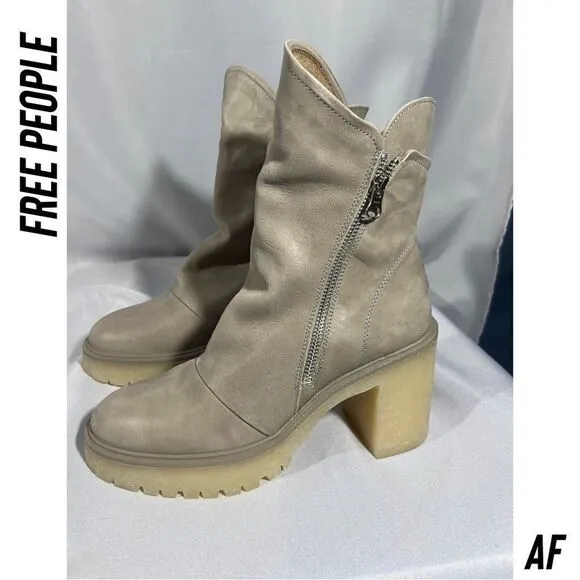 FREE PEOPLE JACK ZIP ANKLE BOOTS IN NICKEL NEW SIZE 39.5