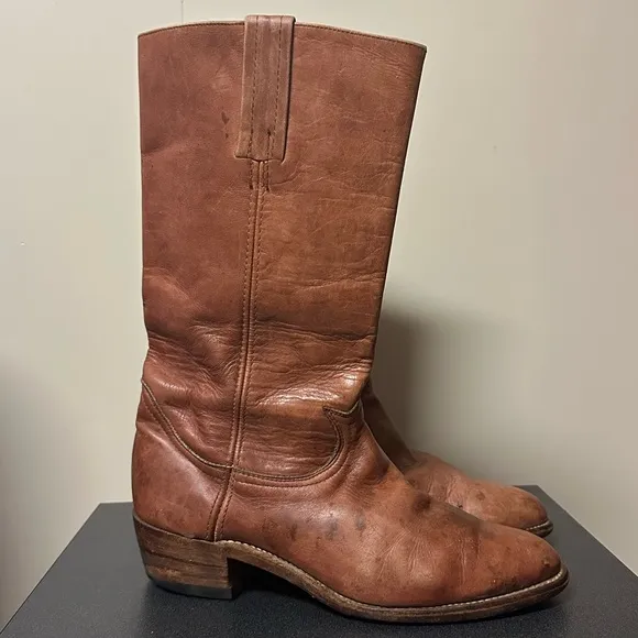 Frye 1970’s Vintage 2580 Brown Leather Boots Size 10.5 D Cowboy Western Rancher