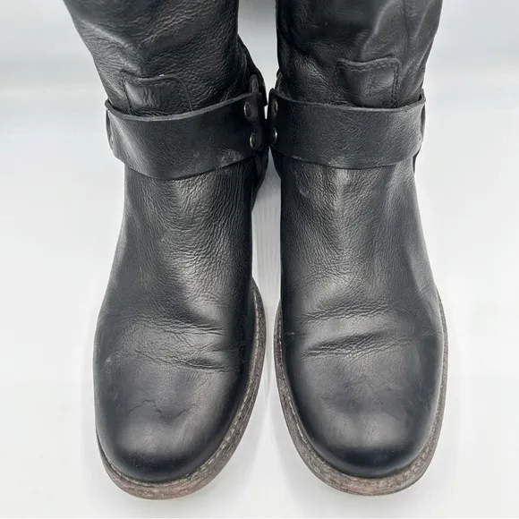 Frye Black Harness Leather Riding Boots Back Zip Size 7