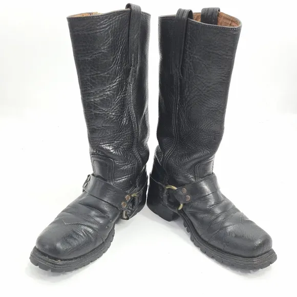 Frye Boots Black Harness Moto Boots