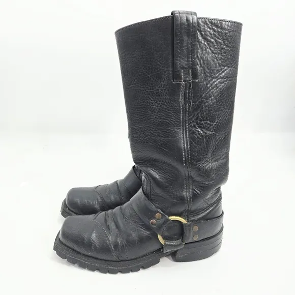 Frye Boots Black Harness Moto Boots