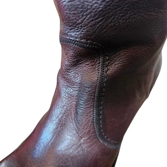 Frye Boots Womens Brown Size 8.5 Leather Mustang Seam Stitch Knee High Western