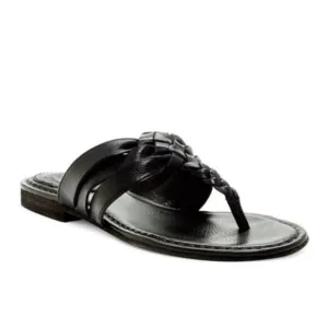 Frye Carson Sandals Size 8.5 Black Twisted Leather Thong Neutral Staple Casual
