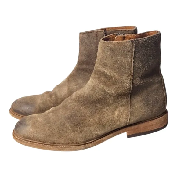 Frye Chris Inside Zip 86954 Mens Tan Suede Zipper Casual Dress Boots