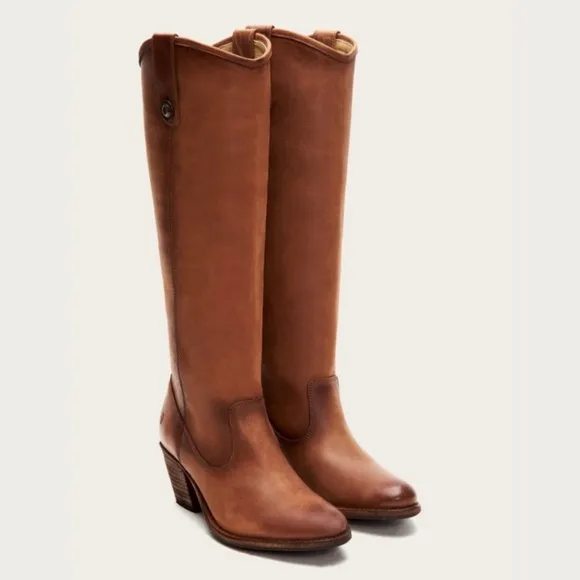 FRYE Jackie Button Leather Boots in Cognac Women’s Size 6