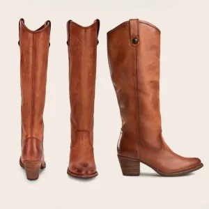 FRYE Jackie Button Leather Boots in Cognac Women’s Size 6