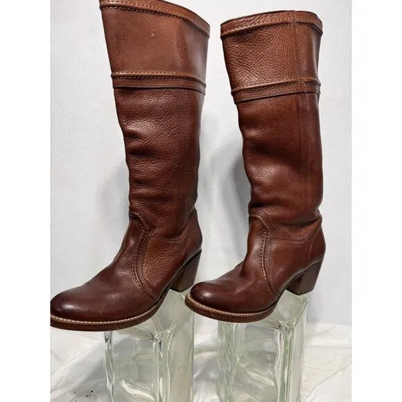 FRYE - JANE STITCH - 77230 - Women's Brown Leather Boots - Size 8 1/2 B