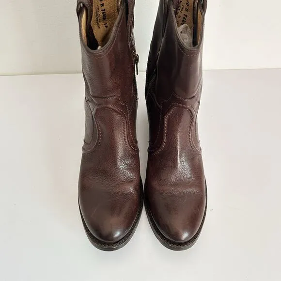 Frye Jane Trapunto Heel Shortie Boots Brown Size 10