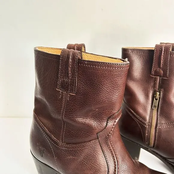 Frye Jane Trapunto Heel Shortie Boots Brown Size 10
