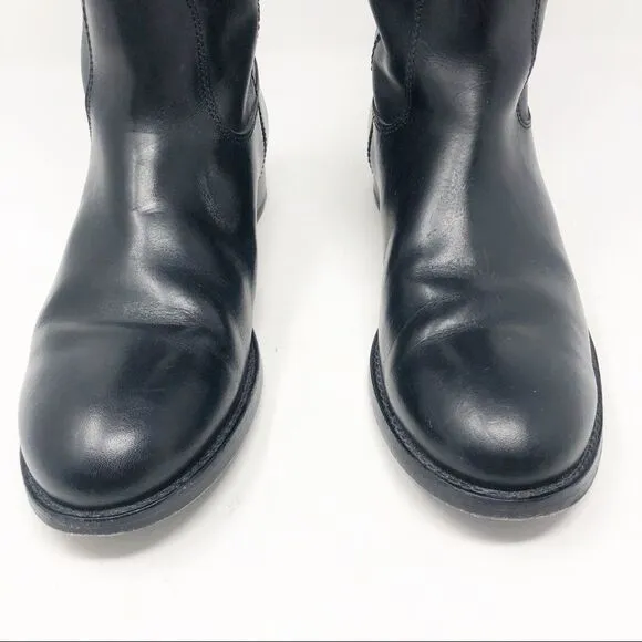 FRYE | Melissa Tall Button Leather Riding Boots Black Women’s Size 6