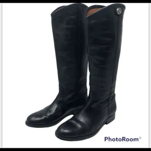 FRYE | Melissa Tall Button Leather Riding Boots Black Women’s Size 6