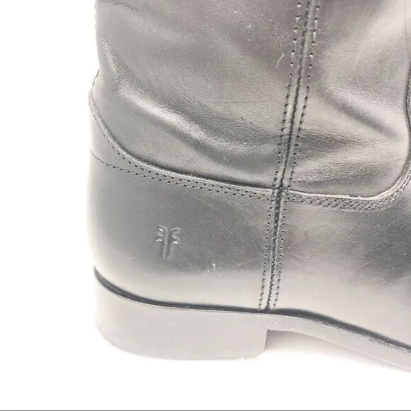 FRYE | Melissa Tall Button Leather Riding Boots Black Women’s Size 6