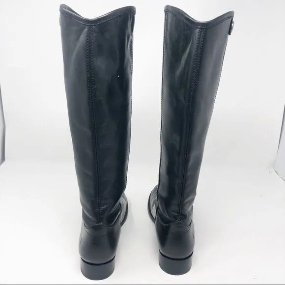 FRYE | Melissa Tall Button Leather Riding Boots Black Women’s Size 6