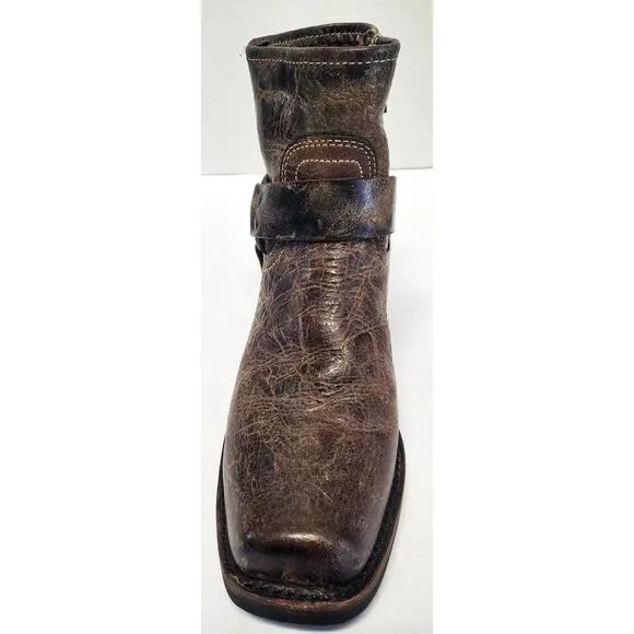 Frye Moto Boots Harness Conway 8.5 VTG Style Antique Distress Finish Gloss Brown