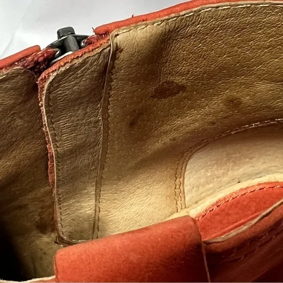 FRYE Reina Orange Leather Suede Ankle Booties Boots Women's Size 6M