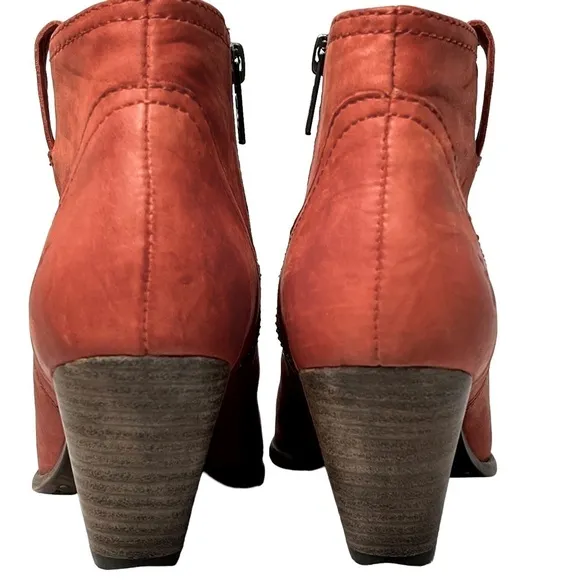 FRYE Reina Orange Leather Suede Ankle Booties Boots Women's Size 6M