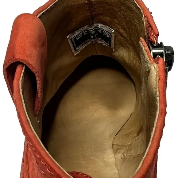 FRYE Reina Orange Leather Suede Ankle Booties Boots Women's Size 6M