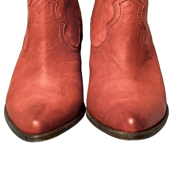 FRYE Reina Orange Leather Suede Ankle Booties Boots Women's Size 6M