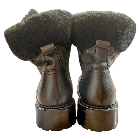 Frye Samantha Camo Hiker Combat Boots Shearling
