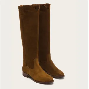 Frye Women's Cara Tall Oiled Suede Tan Leather Boots Size 6 New