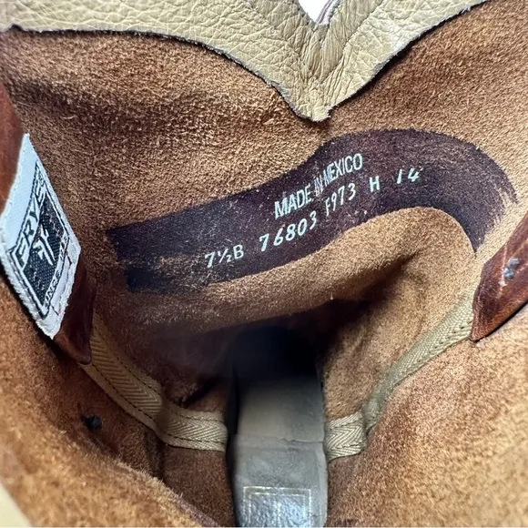 Frye Women's Wyatt Harness Brown Cowgirl Western Boots - Size 7.5B