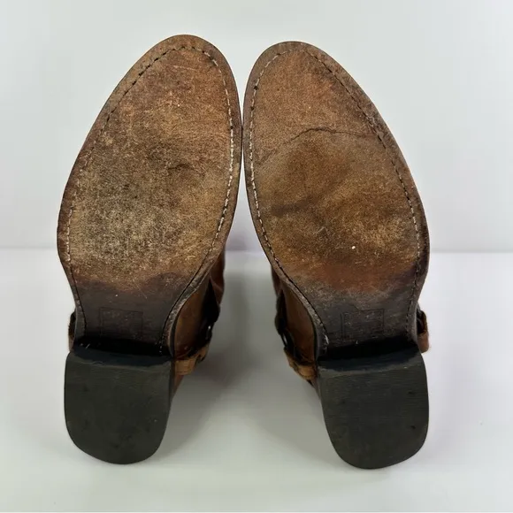 Frye Women's Wyatt Harness Brown Cowgirl Western Boots - Size 7.5B