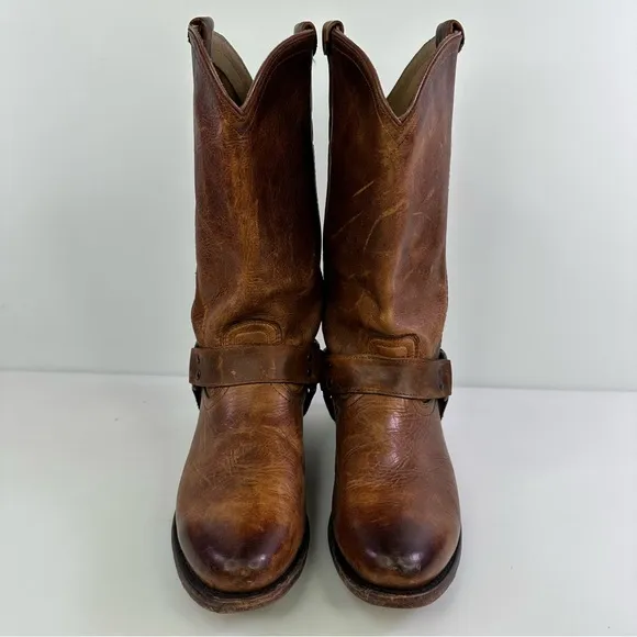 Frye Women's Wyatt Harness Brown Cowgirl Western Boots - Size 7.5B