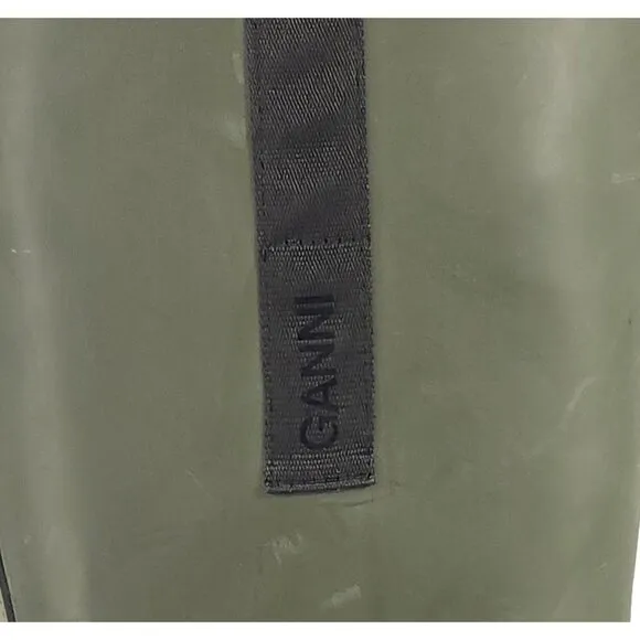 Ganni Round Toe Knee-High Boots Size 38 US 8 Green $375