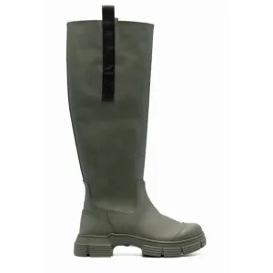 Ganni Round Toe Knee-High Boots Size 38 US 8 Green $375