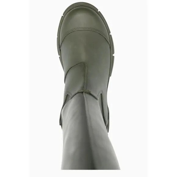 Ganni Round Toe Knee-High Boots Size 38 US 8 Green $375