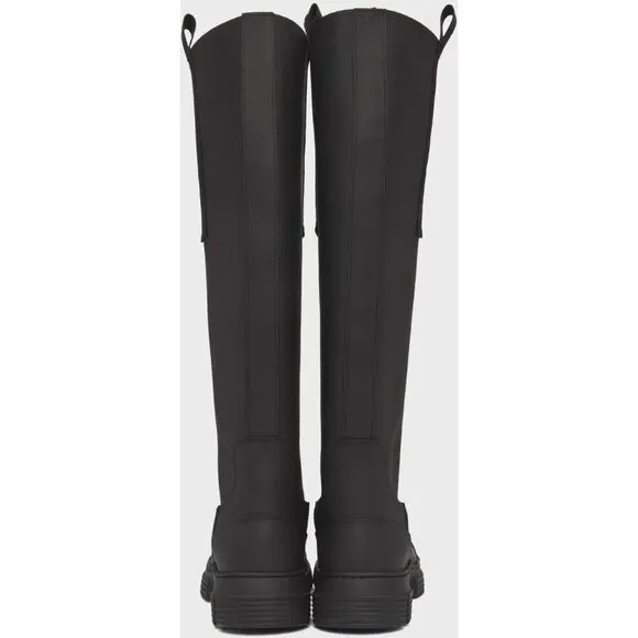 Ganni Rubber Country Boots Size 37 US 7 Black Womens $375