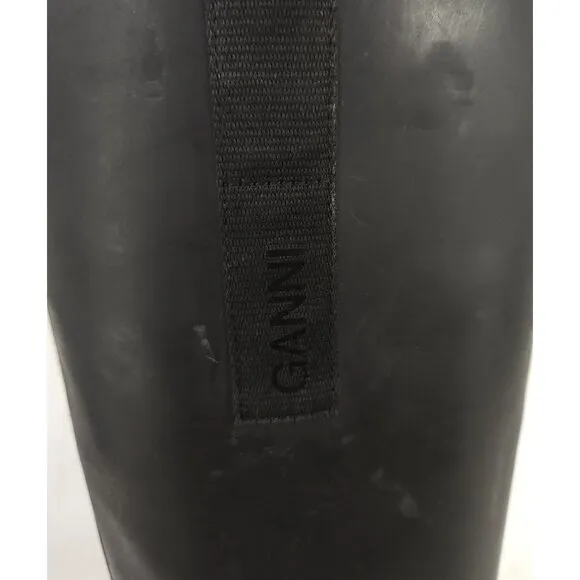 Ganni Rubber Country Boots Size 37 US 7 Black Womens $375